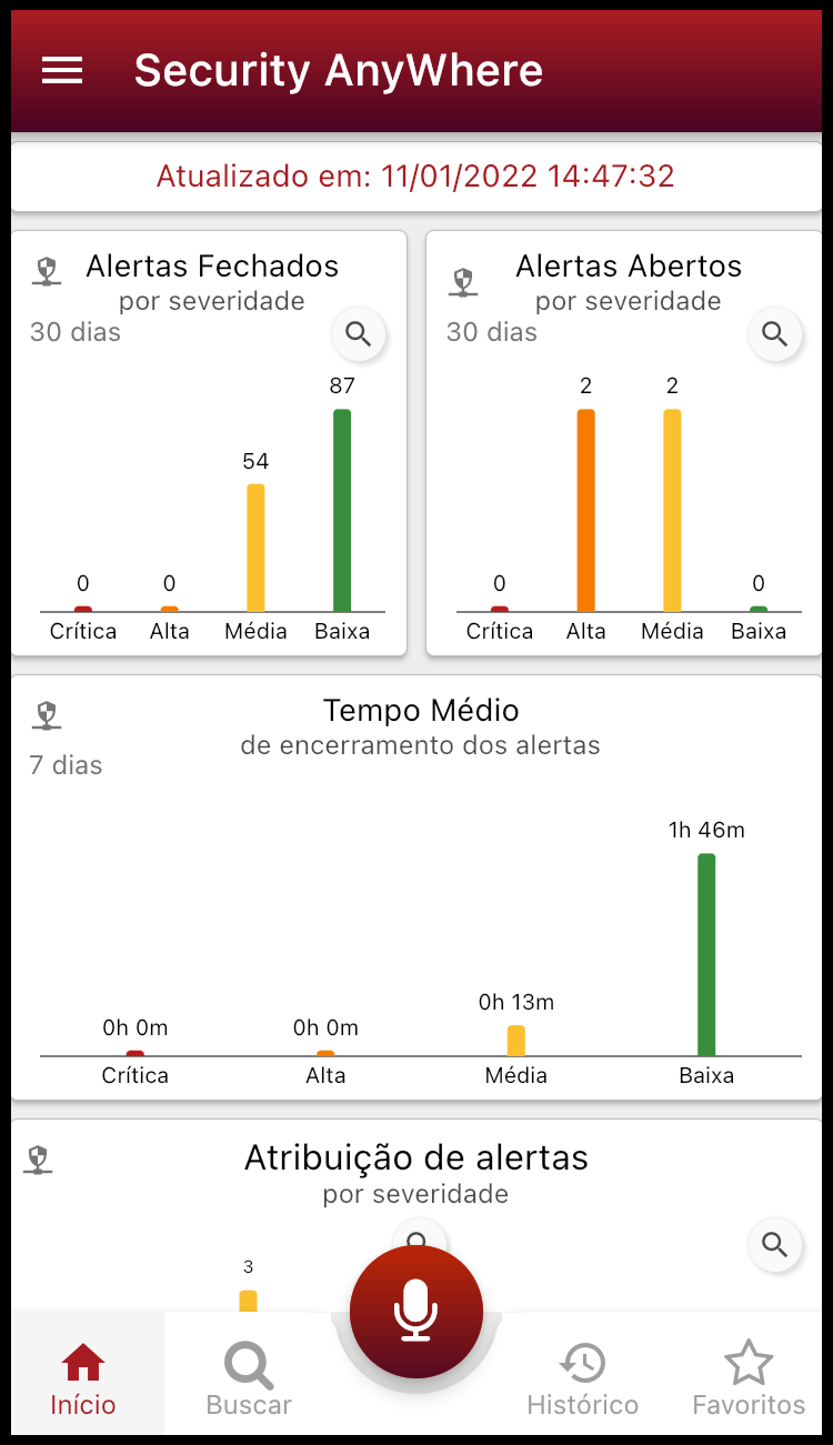 Página inicial do app