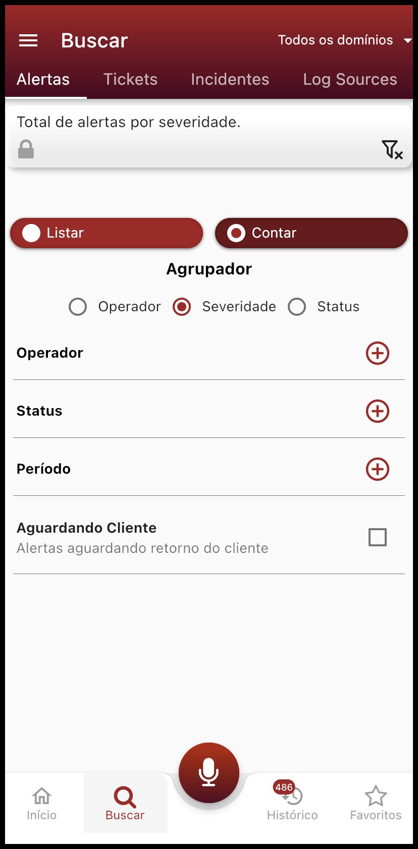 Pesquisa Contar Alertas
