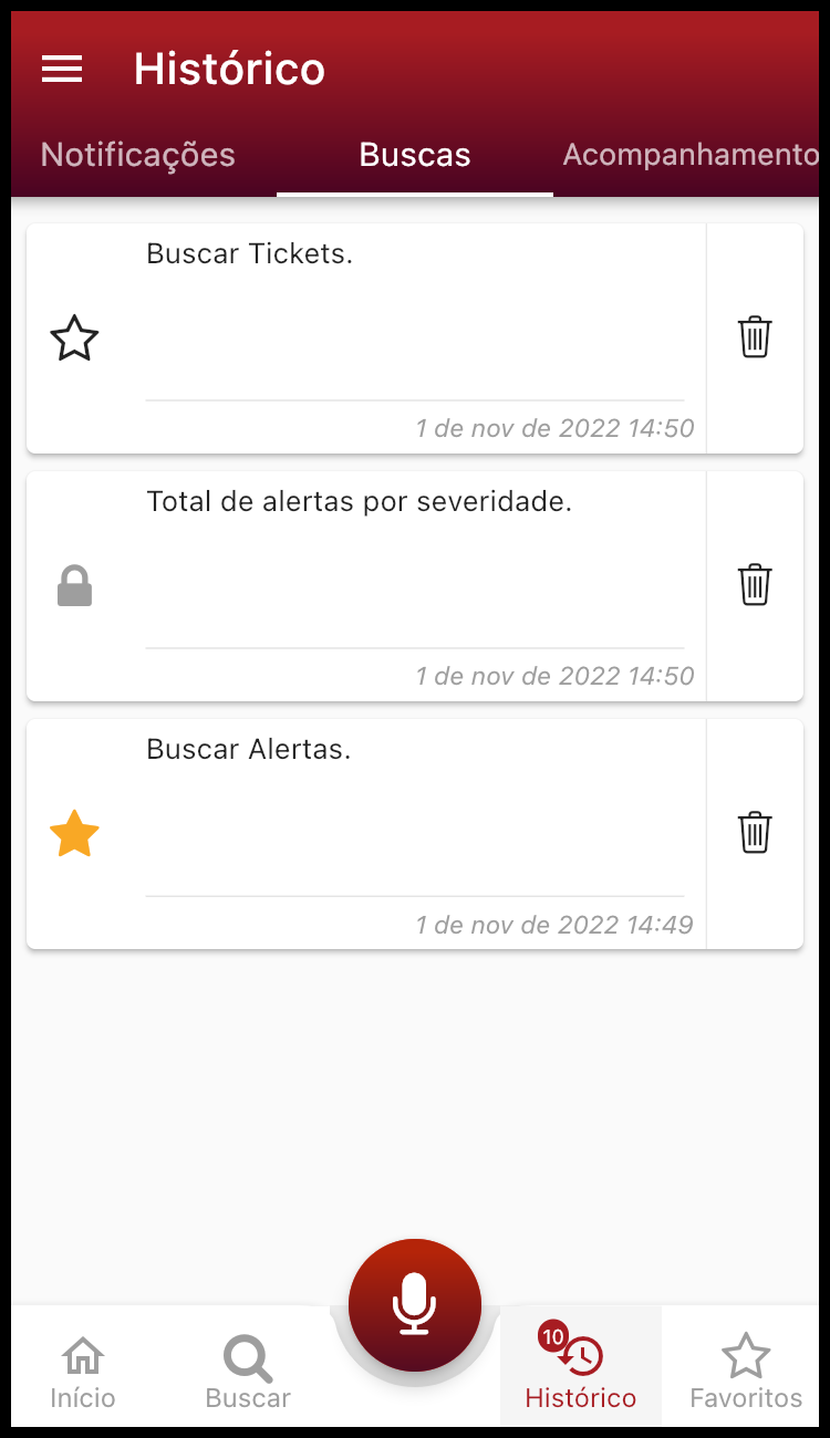 Histórico de buscas