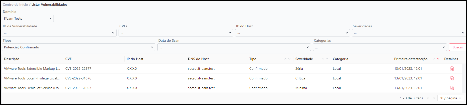 listagem de vulnerabilidades